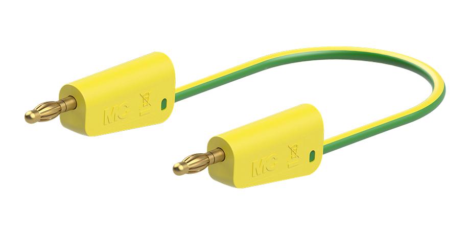 Staubli 64.1037-20020 Stackable 4mm Banana Plug, Grn/yel, 2M