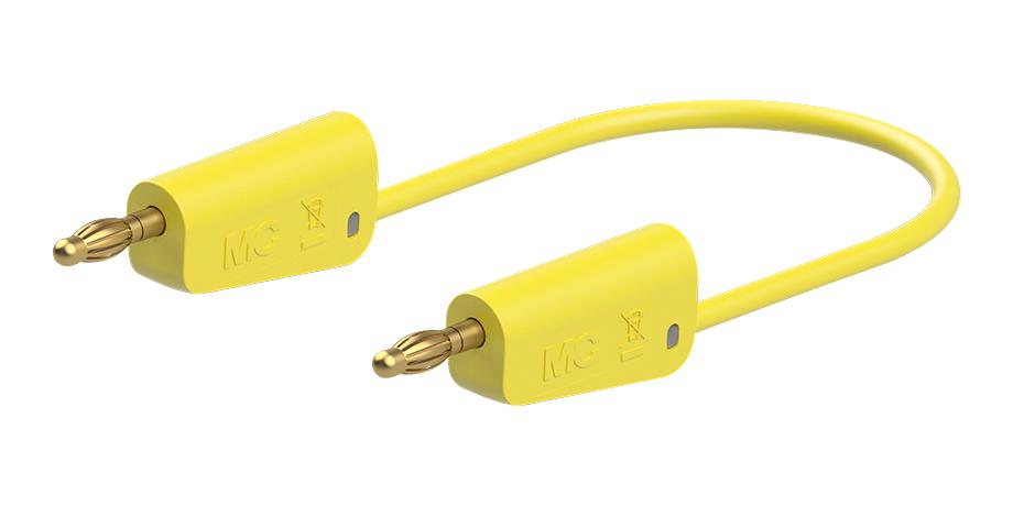 Staubli 64.1037-10024 Stackable 4mm Banana Plug, Yellow, 1M