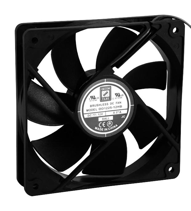 Orion Fans Od1225-12Hb Dc Axial Fan, Ball, 89Cfm, 0.37A, 12V