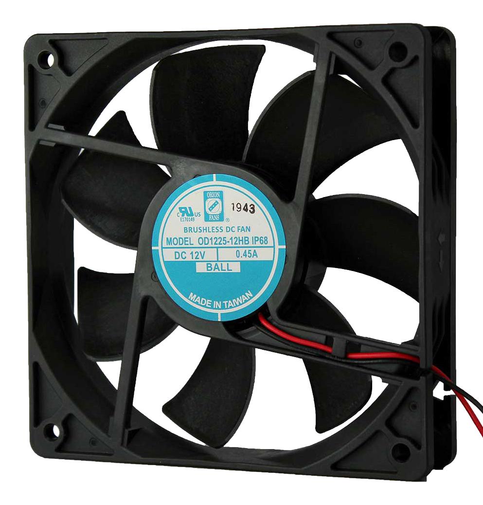 Orion Fans Od1225-12Hbip68 Dc Axial Fan, Ball, 120Cfm, 0.45A, 12V