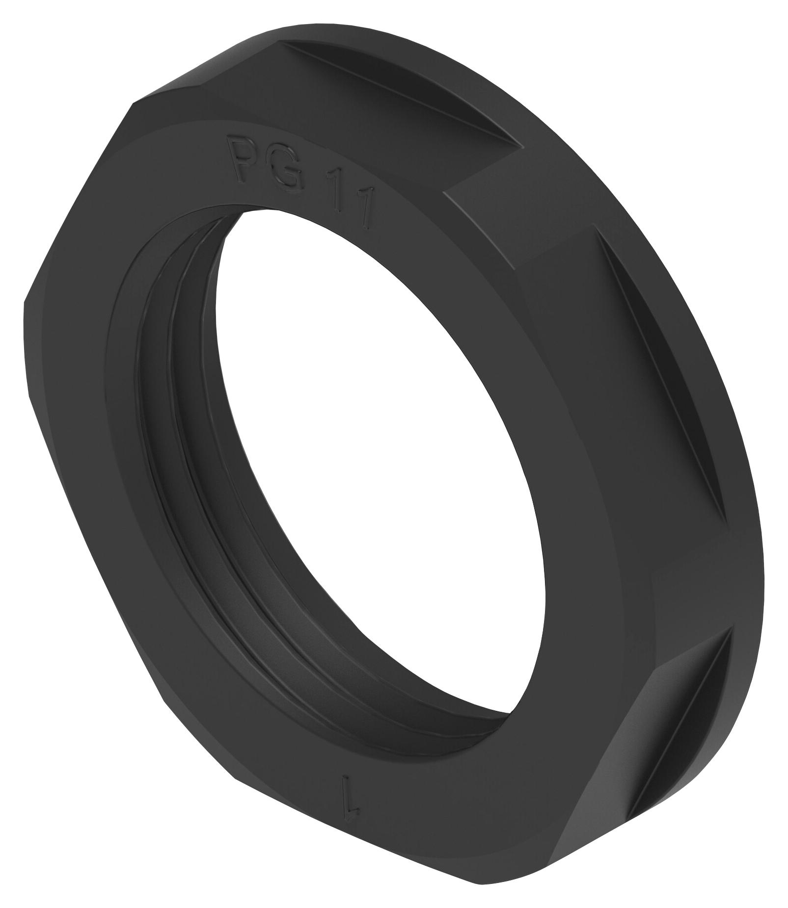 Entrelec TE Connectivity 1Sng607048R0000 Gland Locknut, Pa6, Pg11, 5mm, Black