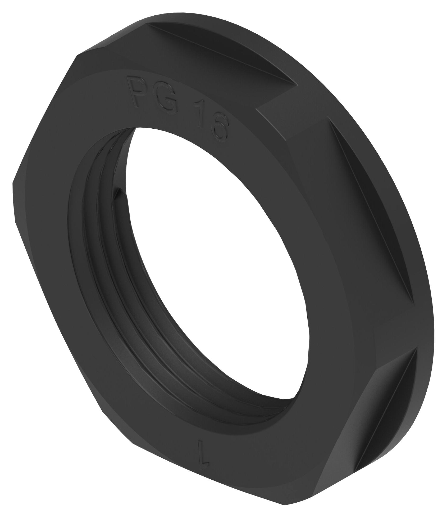 Entrelec TE Connectivity 1Sng607054R0000 Gland Locknut, Pa6, Pg16, 6mm, Black