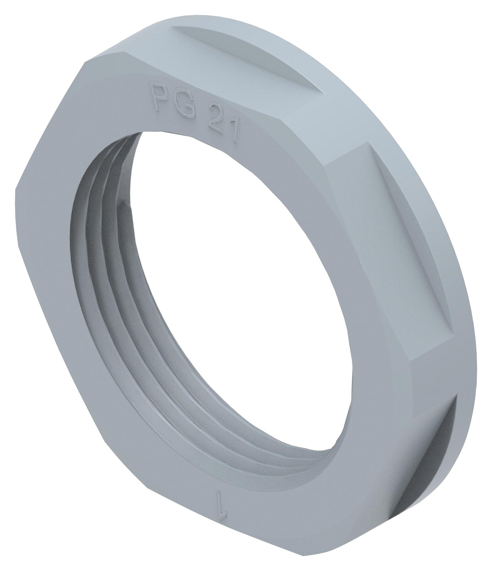 Entrelec TE Connectivity 1Sng607056R0000 Gland Locknut, Pa6, Pg21, 7mm, Grey