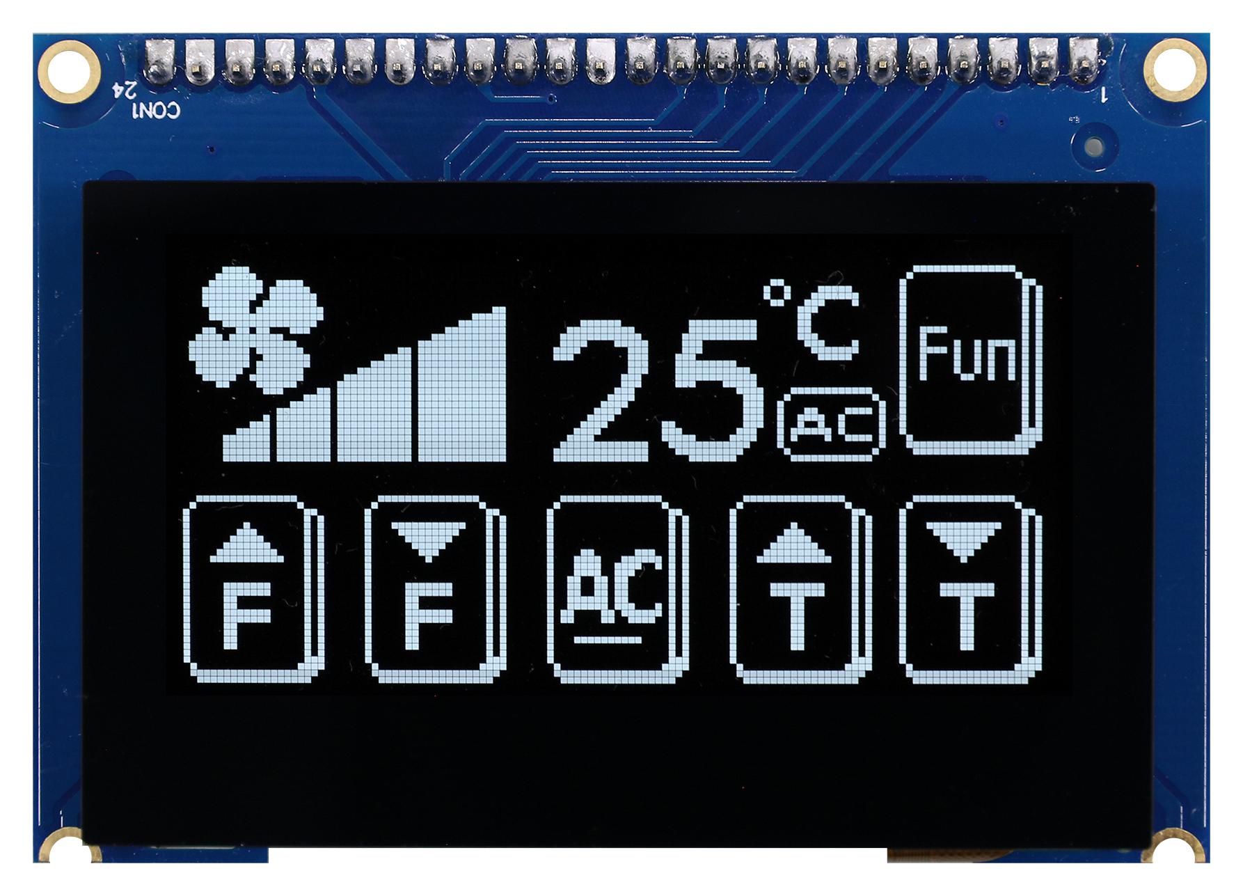 Midas Displays Mdob128064T1D-Wpc Display, 128 X 64, Cob, Wht On Blk, 3V