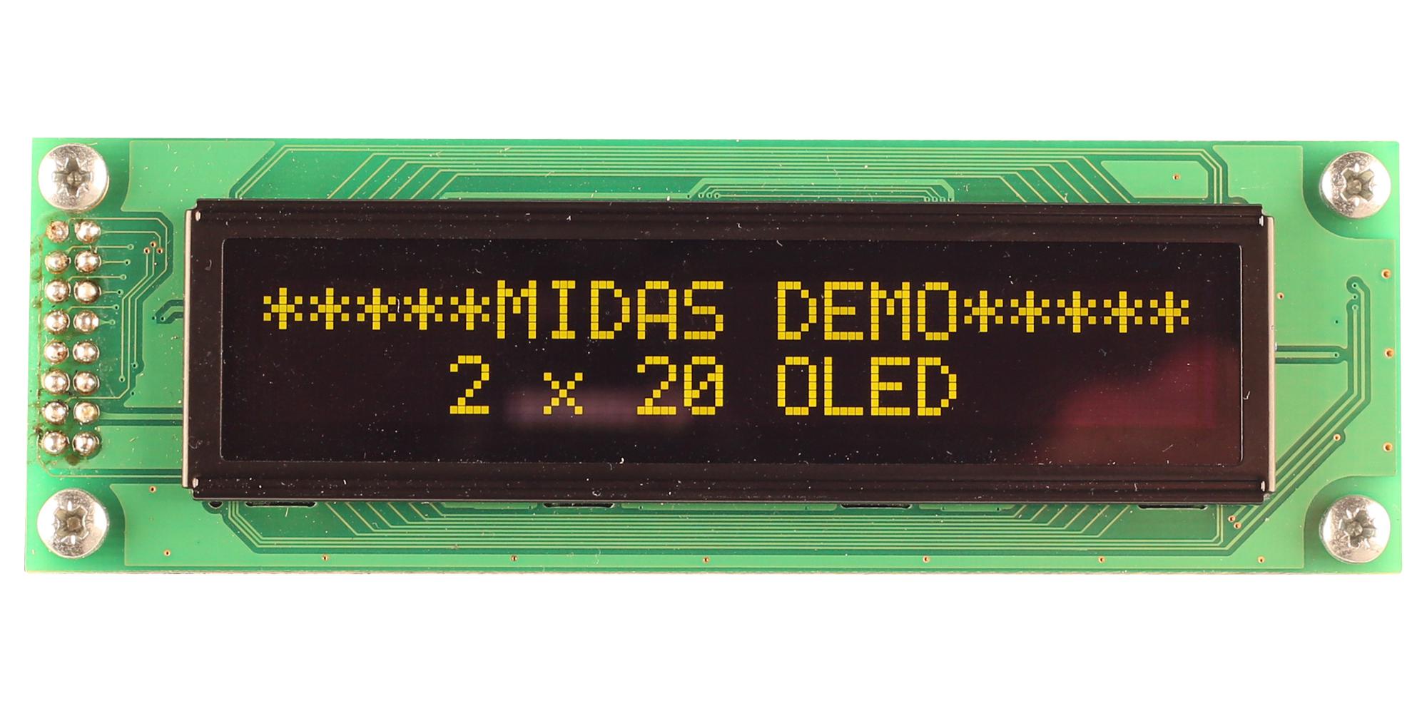 Midas Displays Mcob22005A1V-Eys Oled Module, Cob, 20X2, Spi, 5V