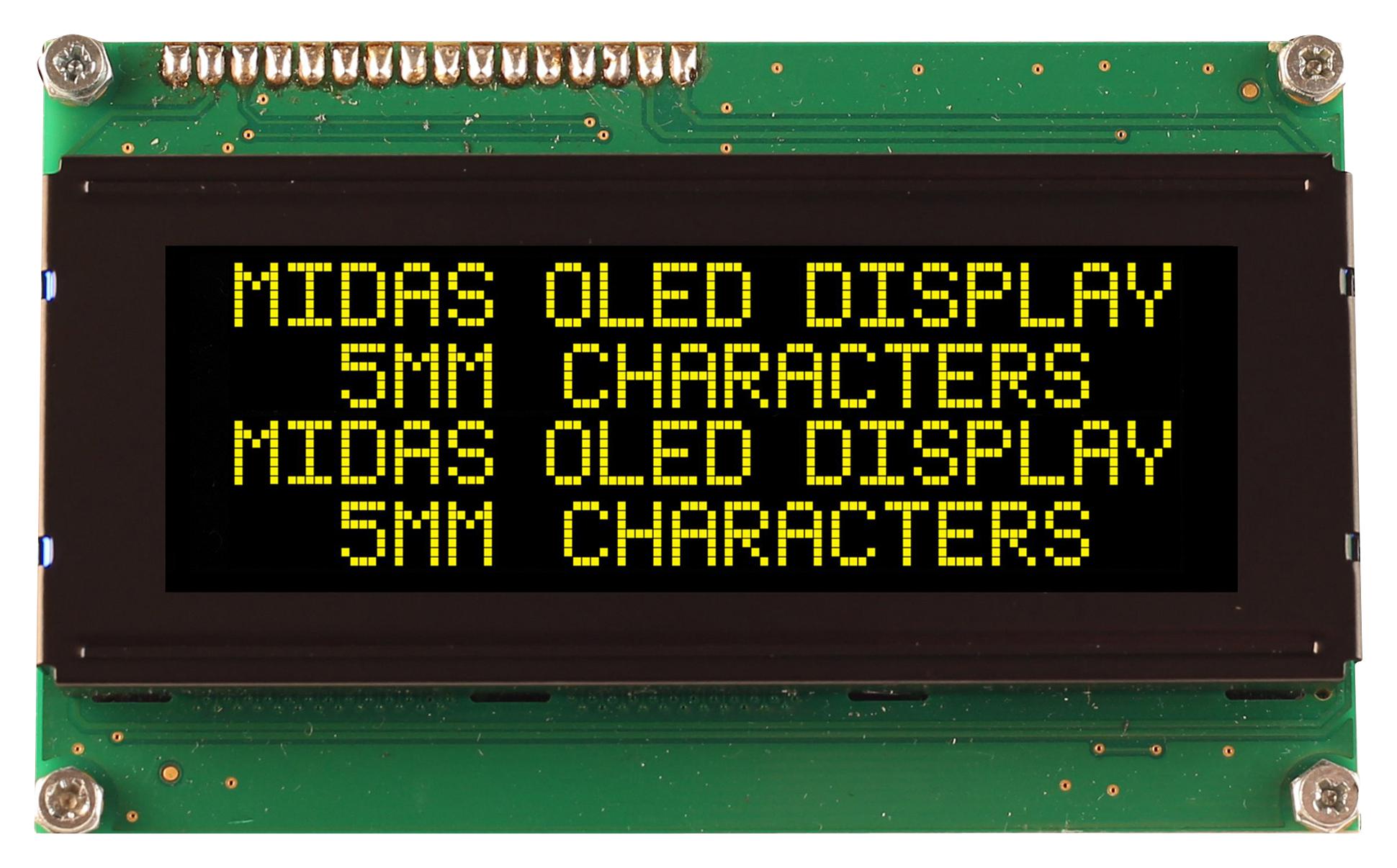 Midas Displays Mcob42005A1V-Eys Oled Module, Cob, 20X4, Spi, 5V