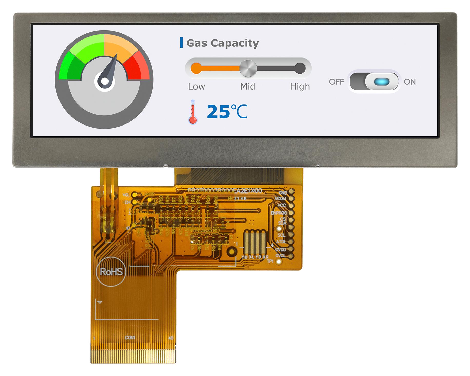 Midas Displays Mdt0390A6Ih-Rgb Tft Module, 480X128P, 500Cd/m2, Rgb