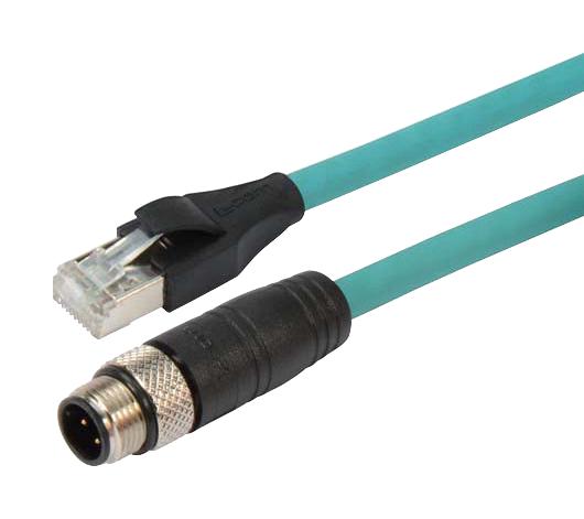 L-Com Trg504-T4T-1M Sensor Cord, M12 Plug-Rj45 Plug, 16.4Ft