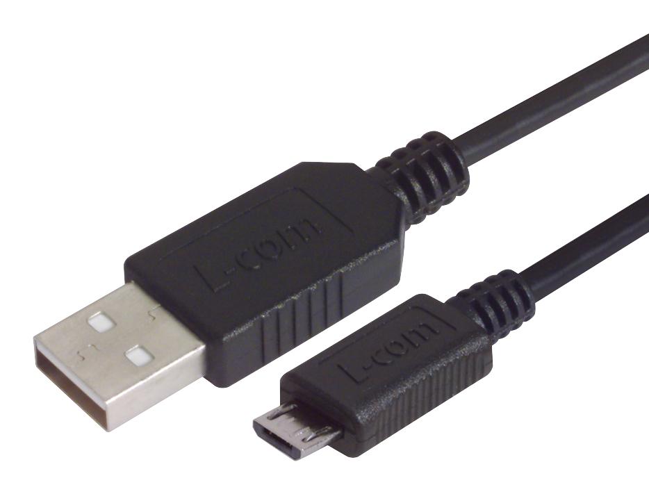 L-Com Csmuazmicb-03M Usb Cable, 2.0, A Plug-Micro Plug, 300mm