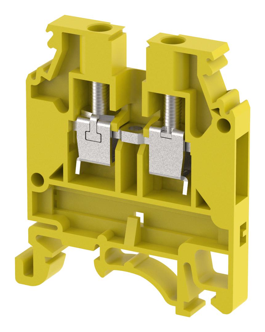 Elkay Kut4N/ Yellow Terminal Block, Din Rail, 2Pos, 10Awg