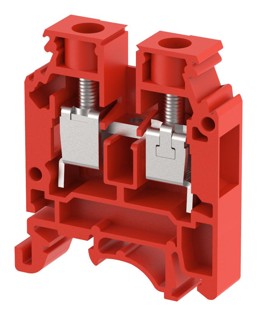 Elkay Kut10N / Red Terminal Block, Din Rail, 2Pos, 6Awg