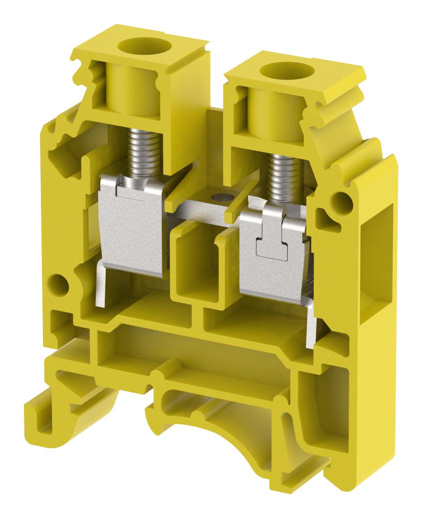 Elkay Kut10N / Yellow Terminal Block, Din Rail, 2Pos, 6Awg