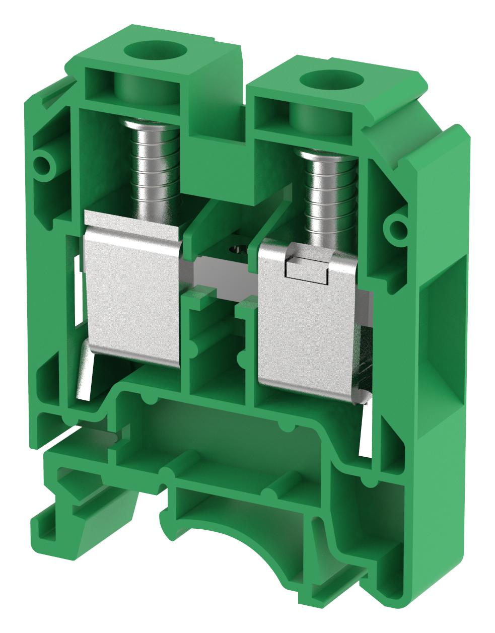 Elkay Kut25/ Green Terminal Block, Din Rail, 2Pos, 2Awg