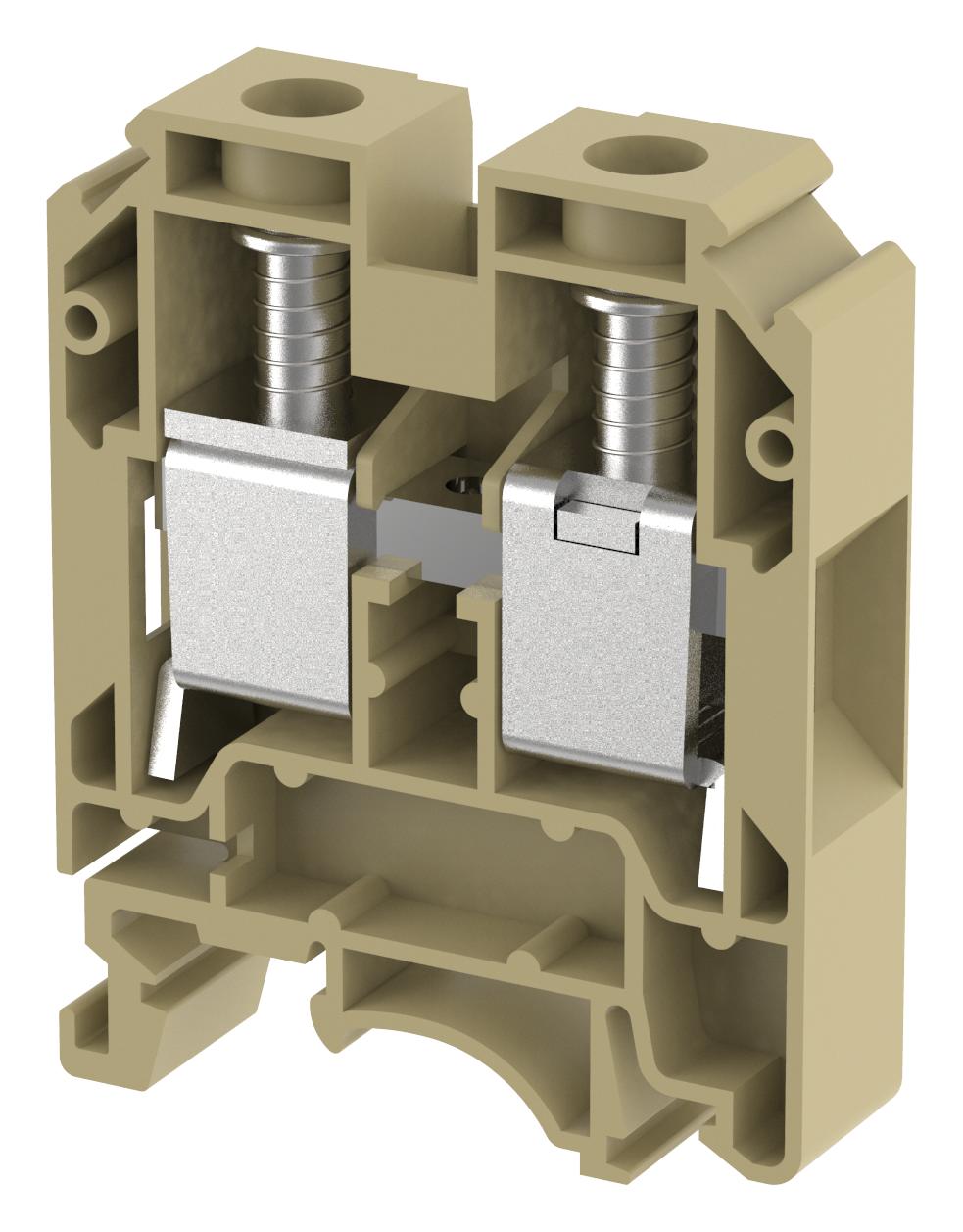 Elkay Kut25/ Beige Terminal Block, Din Rail, 2Pos, 2Awg