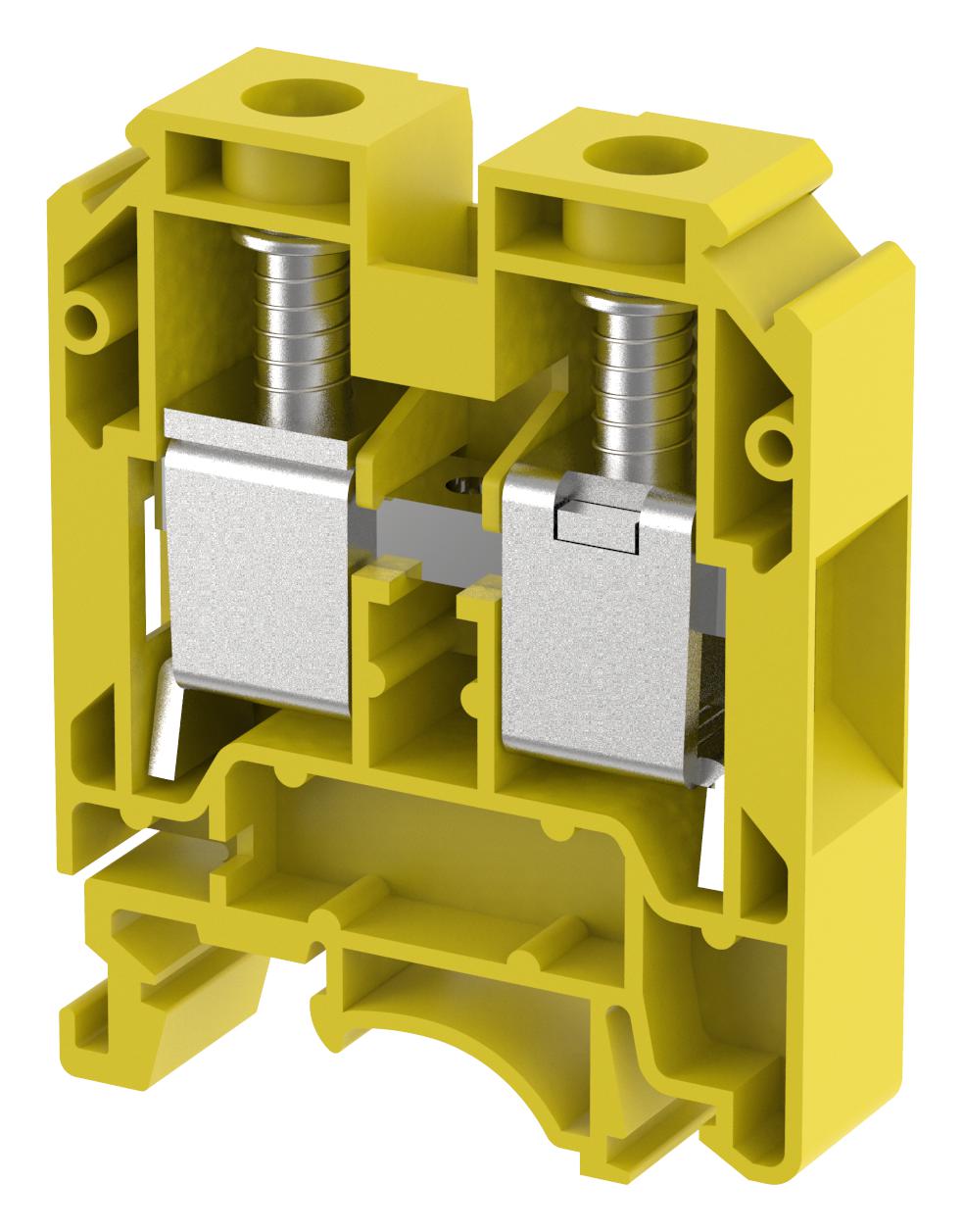 Elkay Kut25/ Yellow Terminal Block, Din Rail, 2Pos, 2Awg