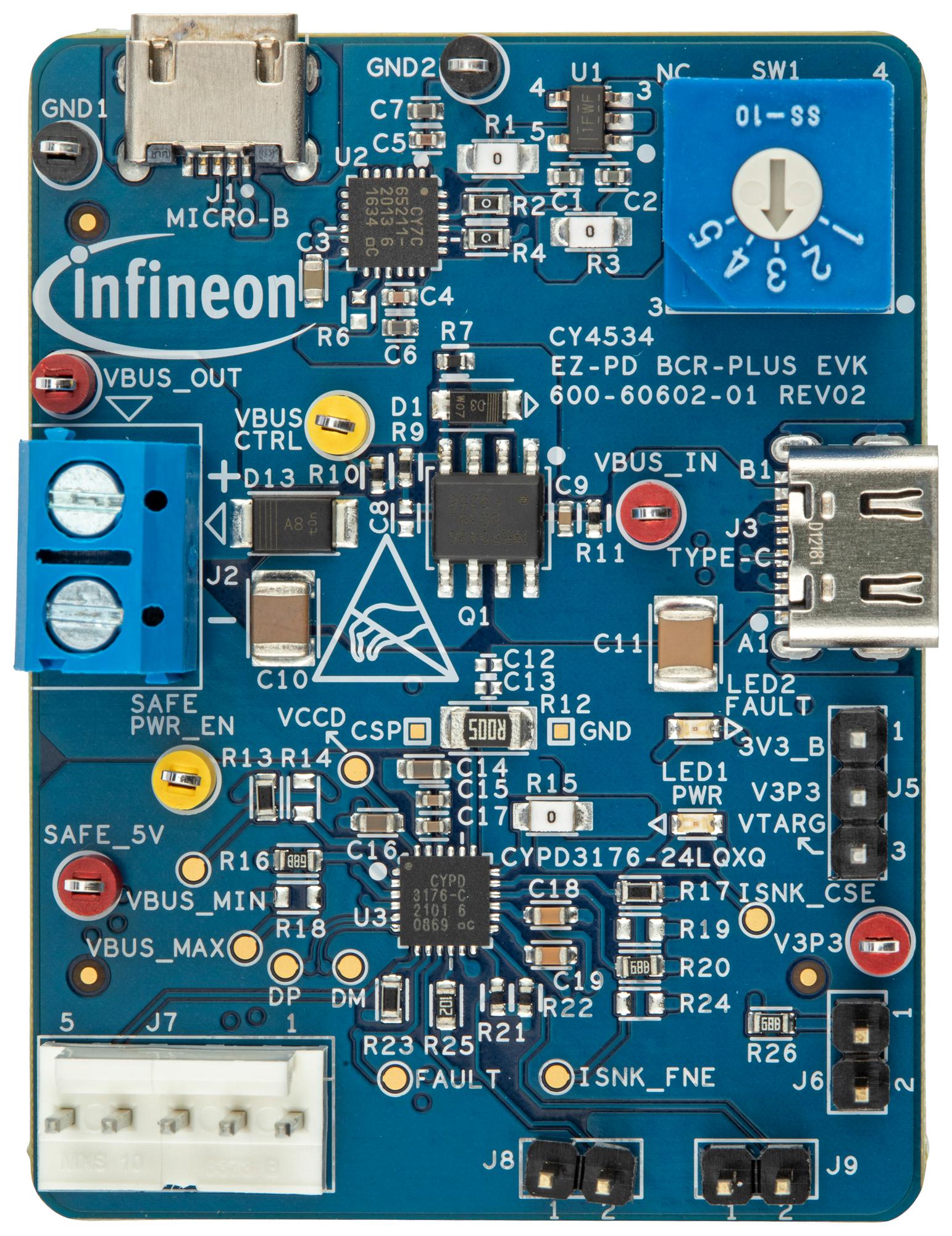 Infineon Cy4534 Eval Kit, Usb Type-C Pd Controller