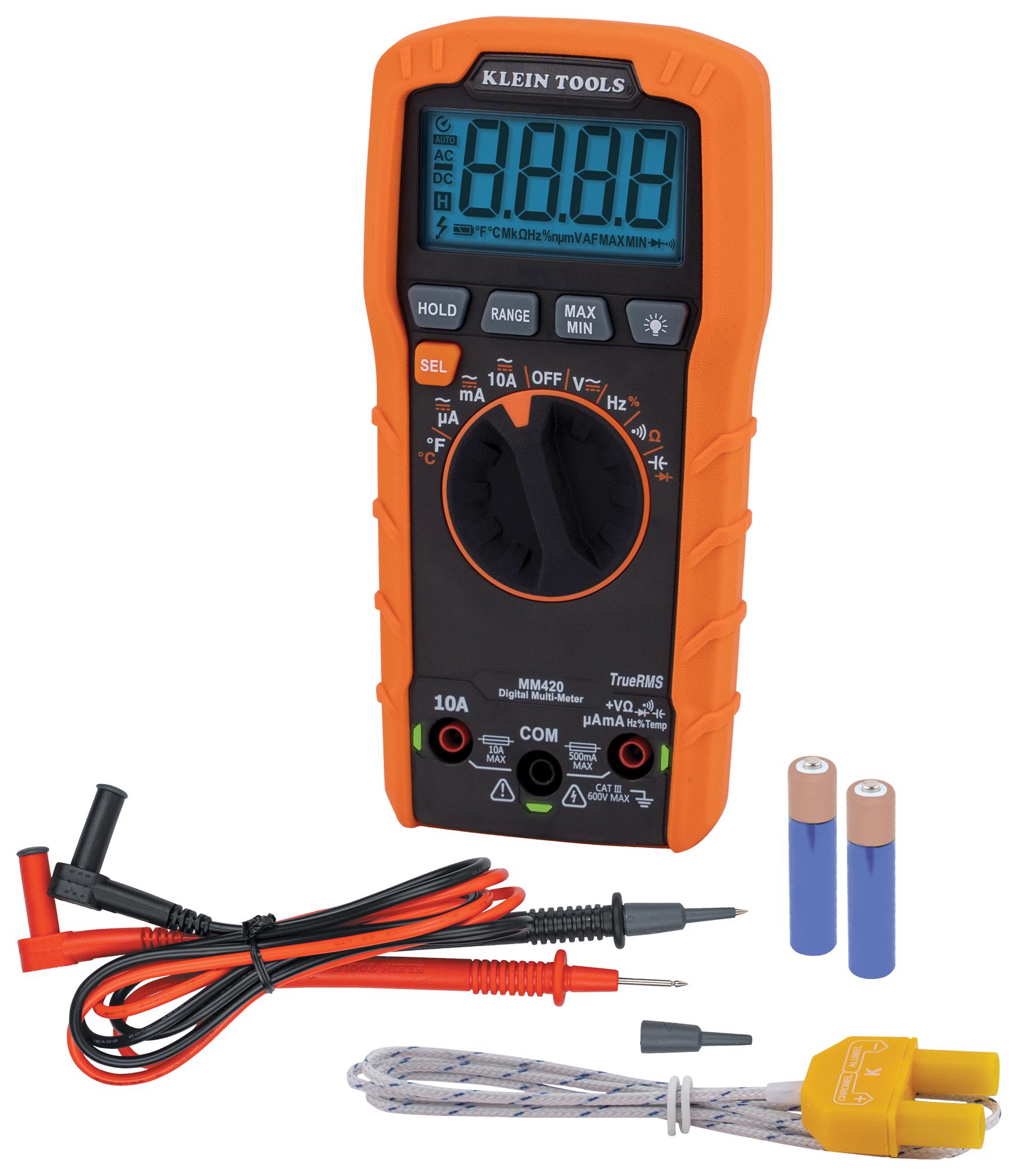 Klein Tools Mm420 Digital Multimeter, Hh, Trms, 10A, 600V