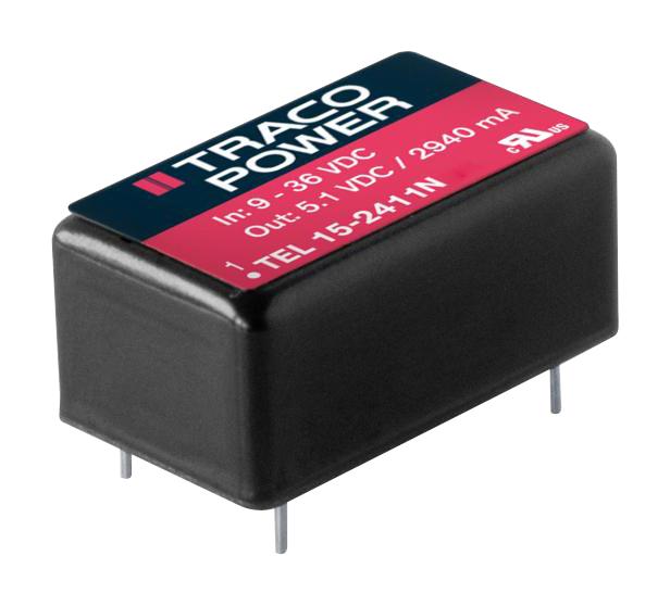 TRACO Power Tel 15-1215N Dc-Dc Converter, 24V, 0.625A