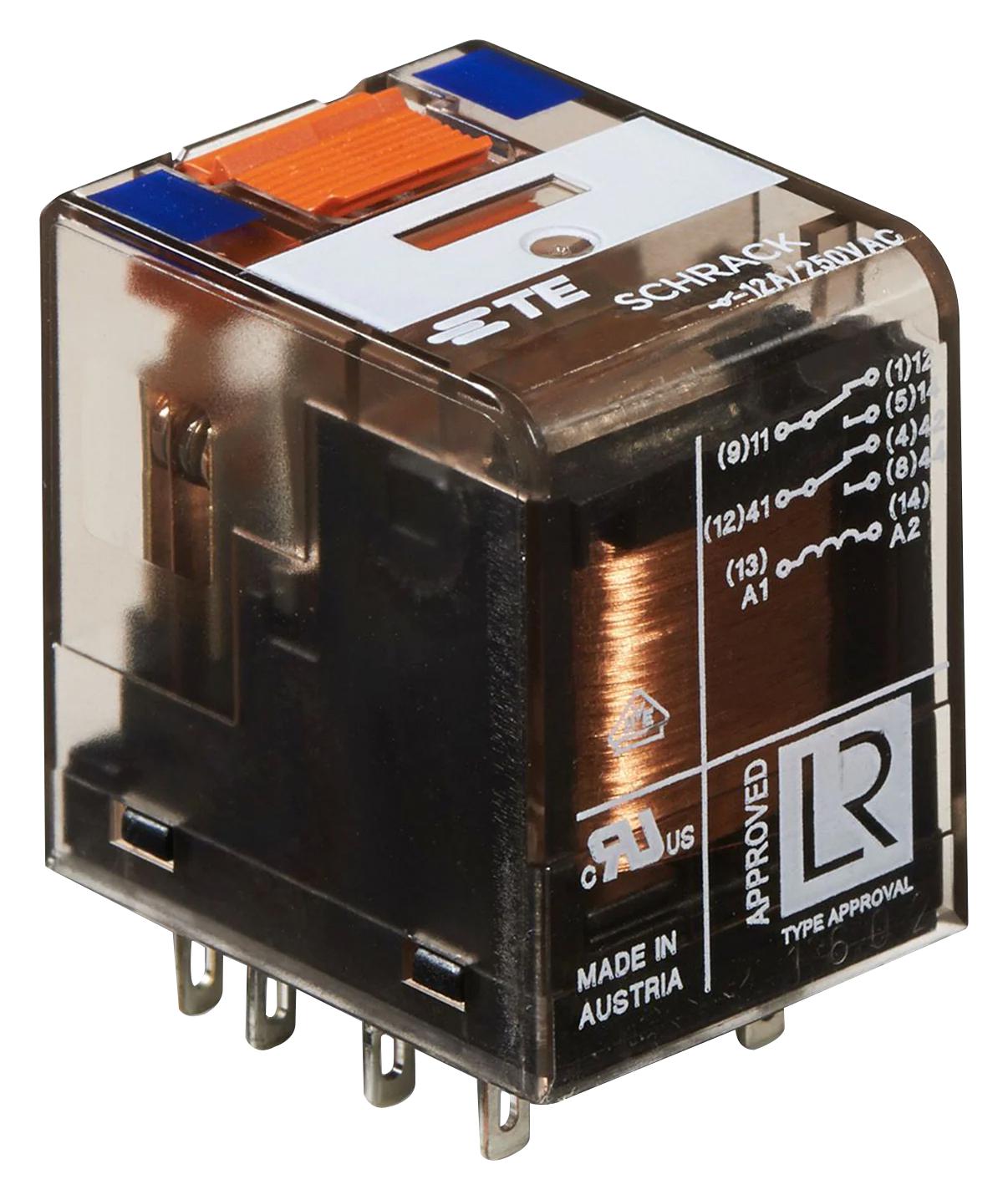 Schrack / Te Connectivity Pt270024... Power Relay, Dpdt, 24Vdc, 12A, Socket