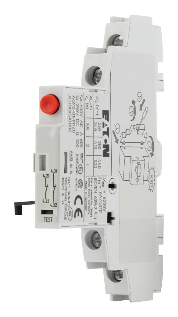 Eaton Moeller Agm2-01-Pkz0-Pi Auxiliary Contact, 2Nc, Side/push In