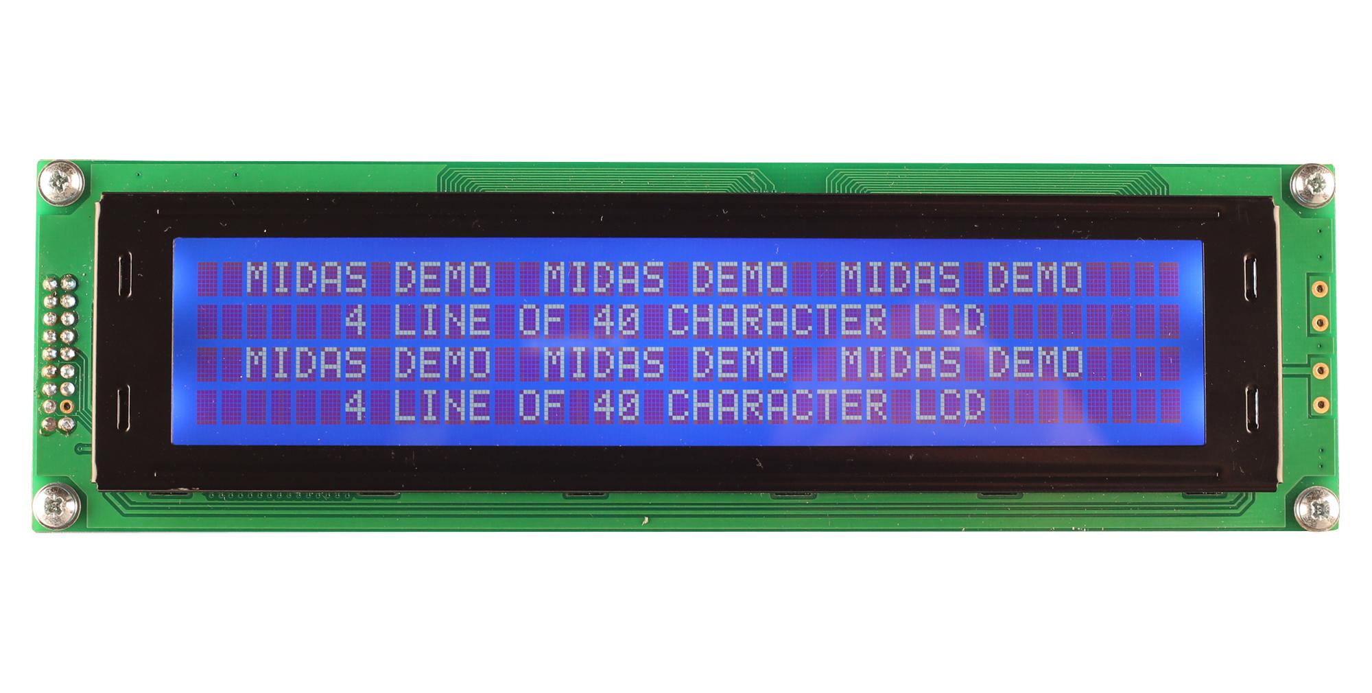 Midas Displays Mc44005A6W-Bnmlwi-V2 Lcd Module, 40 X 4, Cob, 4.89mm, Blu Stn