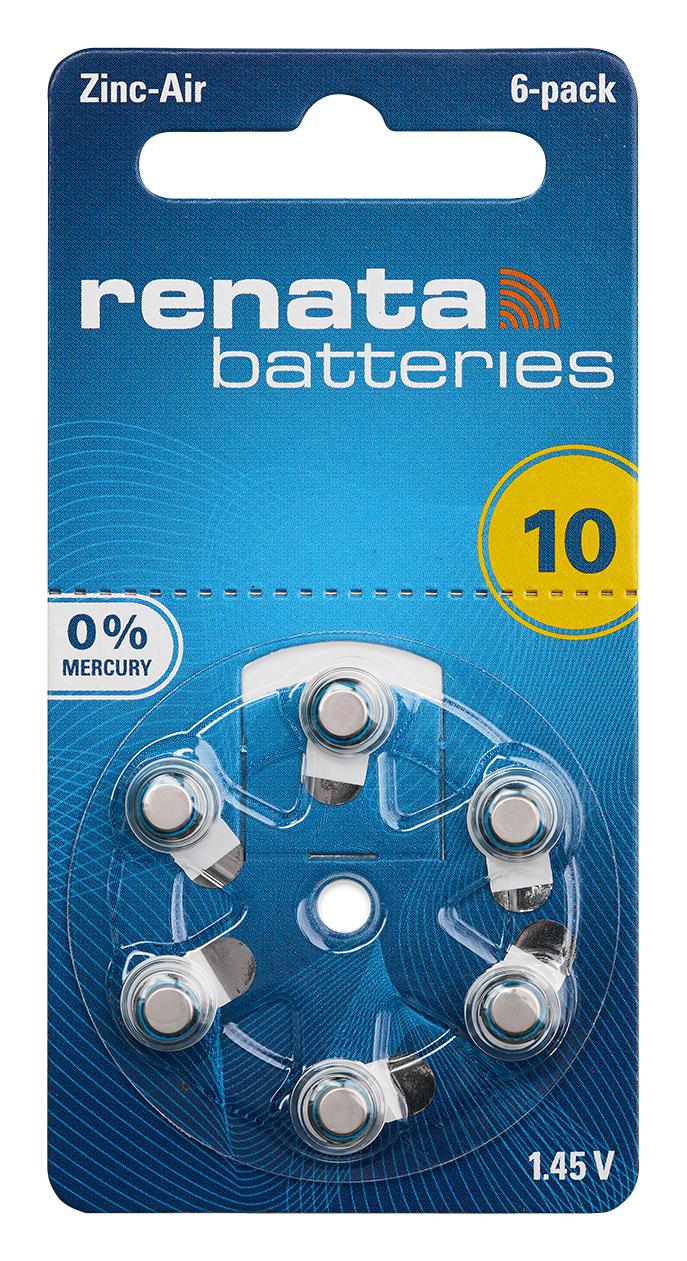 Renata Za10 Battery, Non Rechargeable, 100Mah, 1.45V