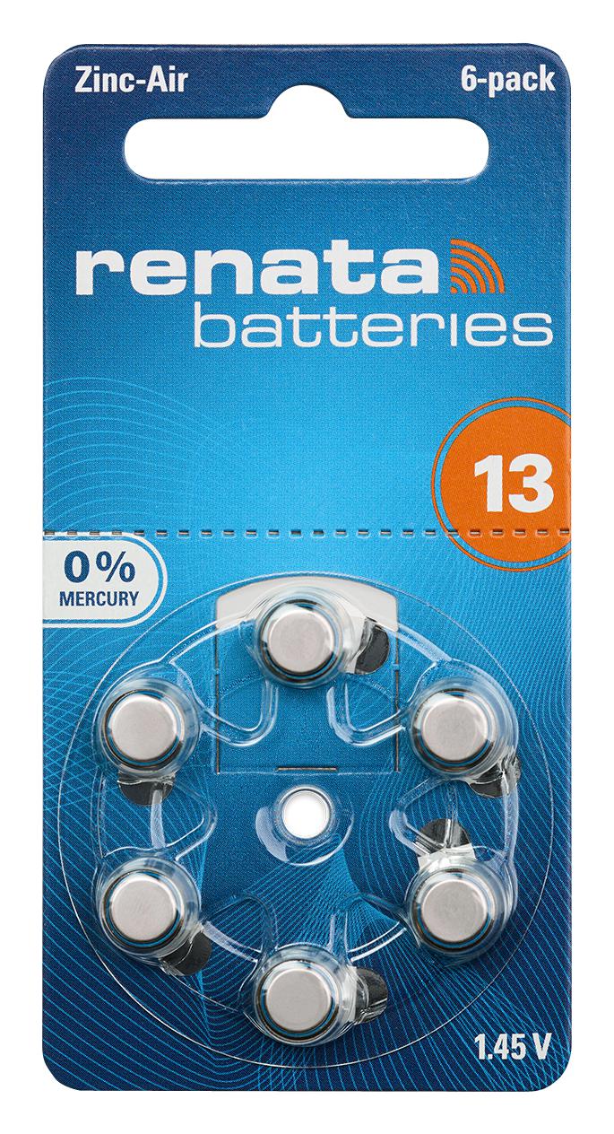 Renata Za13 Battery, Non Rechargeable, 310Mah, 1.4V