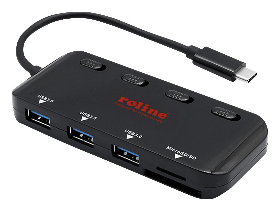 Roline 14.02.5059 Usb Hub, 3Port, Usb 3.2 Gen 1, Black