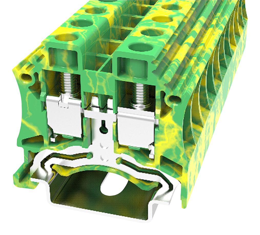 Metway Electrical Industries Dc10-Pe-11020000011 Terminal Block, Din Rail, 2Pos, 6Awg