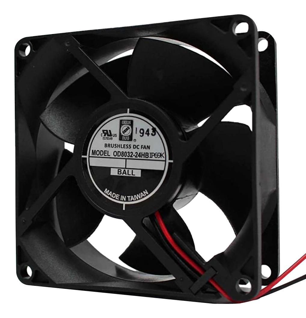 Orion Fans Od8032-24Hbip69K Dc Axial Fan, Ball, 77Cfm, 0.33A, 24V