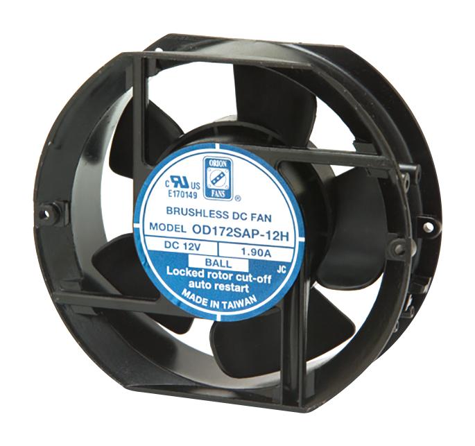 Orion Fans Od172Sap-24Hhb Dc Axial Fan, Ball, 300Cfm, 2.1A, 24V