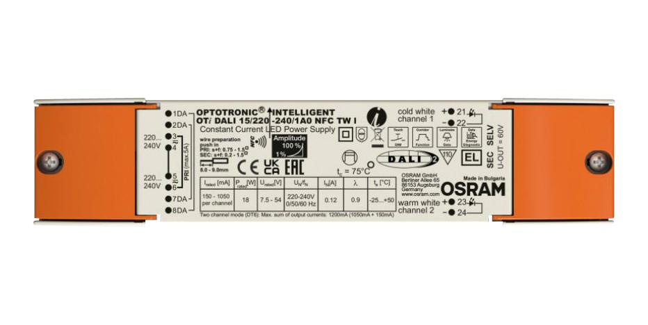 Osram Oti-Dali-15/220-240/1A0-Nfc-Tw-I Led Driver, Constant Current, 18W