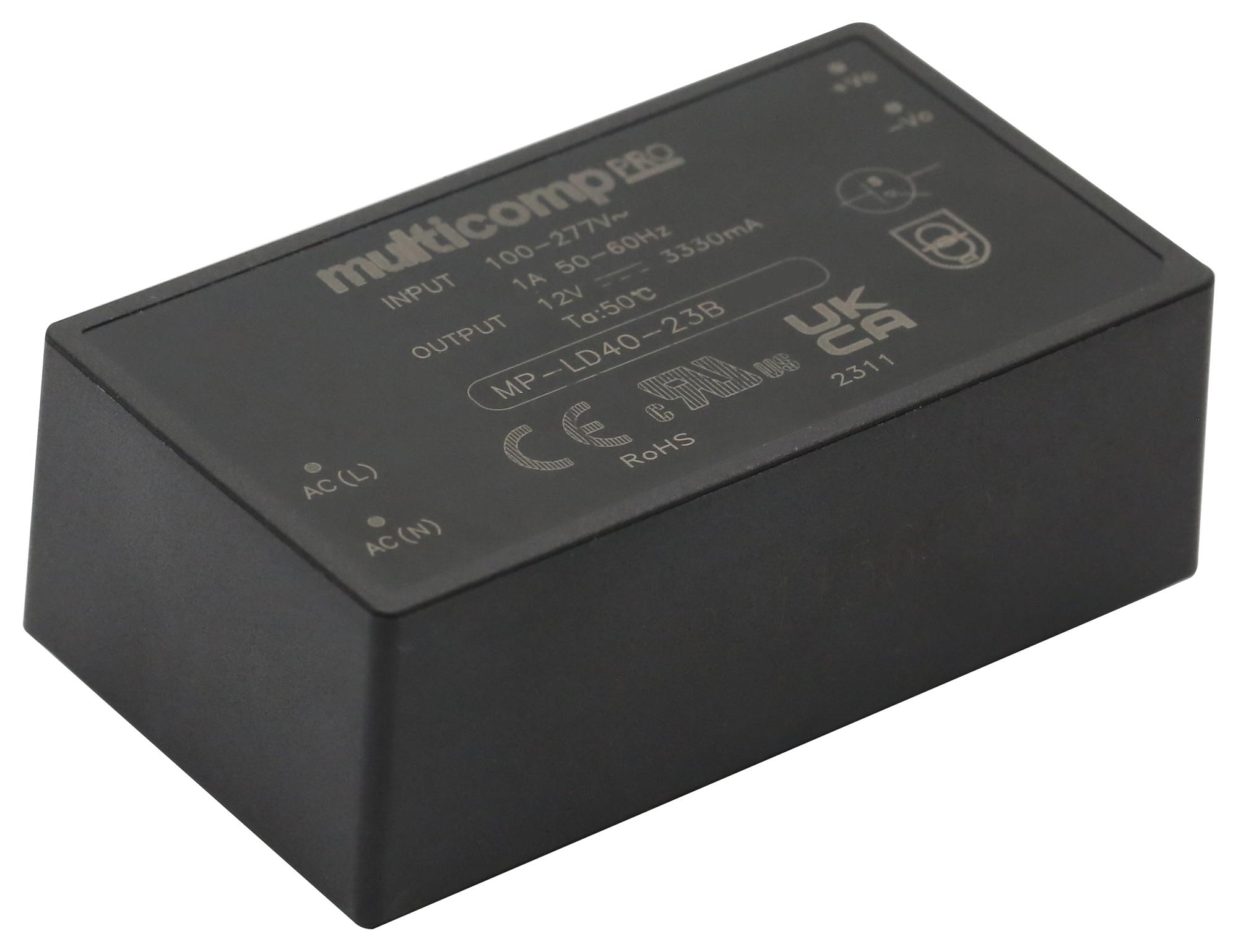 Multicomp Pro Mp-Ld40-23B24R2 Ac-Dc Converter, 24V, 1.67A