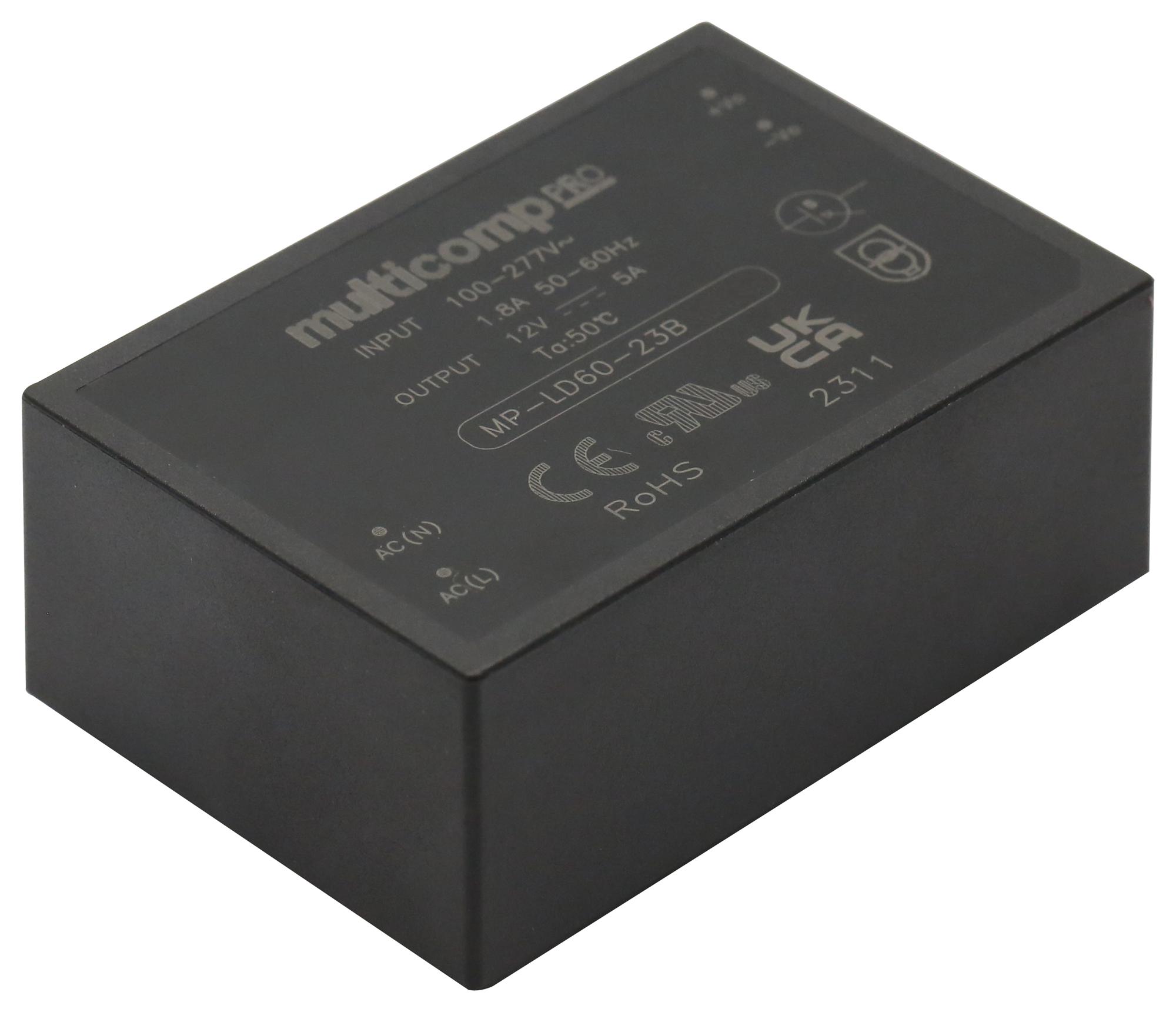 Multicomp Pro Mp-Ld60-23B48R2 Ac-Dc Converter, 48V, 1.25A