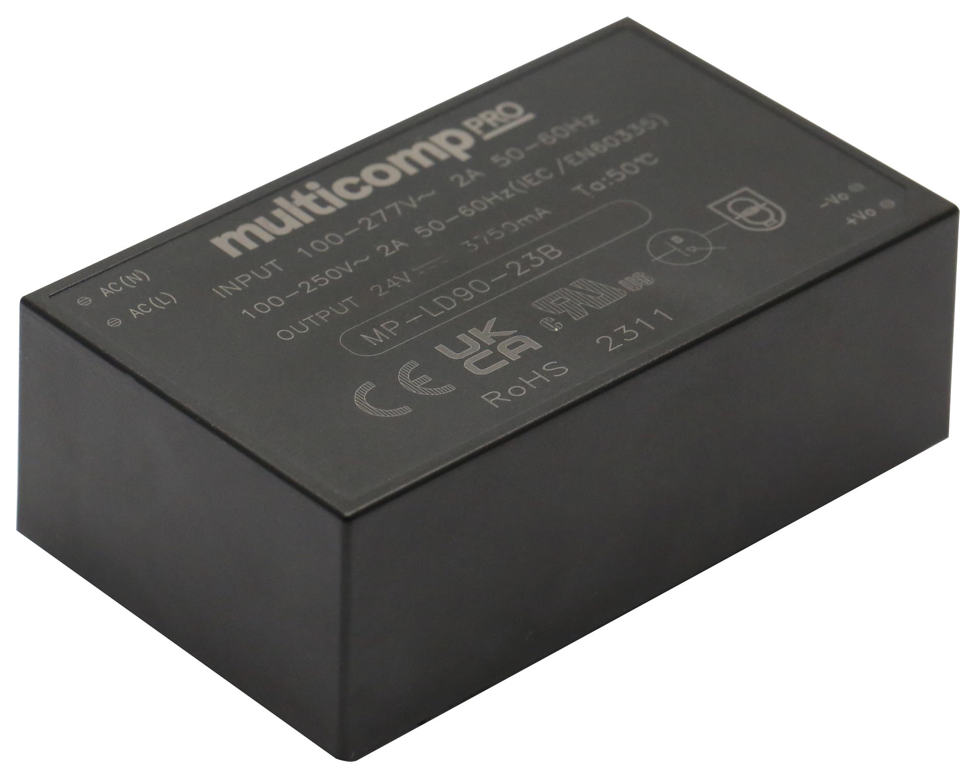 Multicomp Pro Mp-Ld90-23B15R2 Ac-Dc Converter, 15V, 5.67A