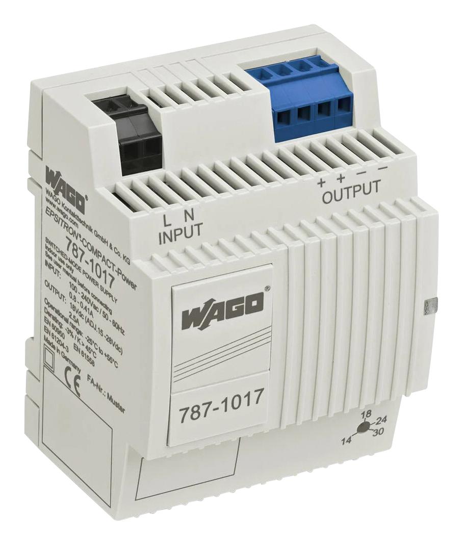 WAGO 787-1017 Power Supply, Ac-Dc, 18V, 2.5A