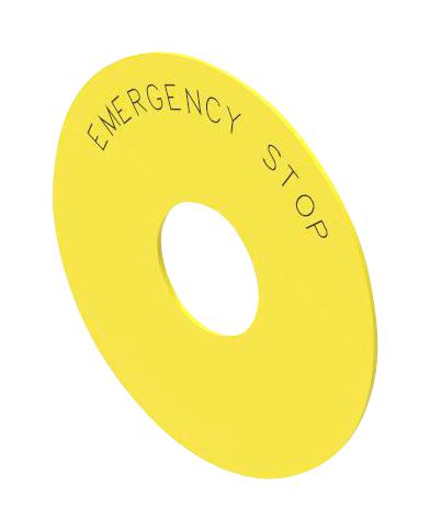 EAO 45-50J.140S Legend Plate, Emergency Stop, 75mm, Yel