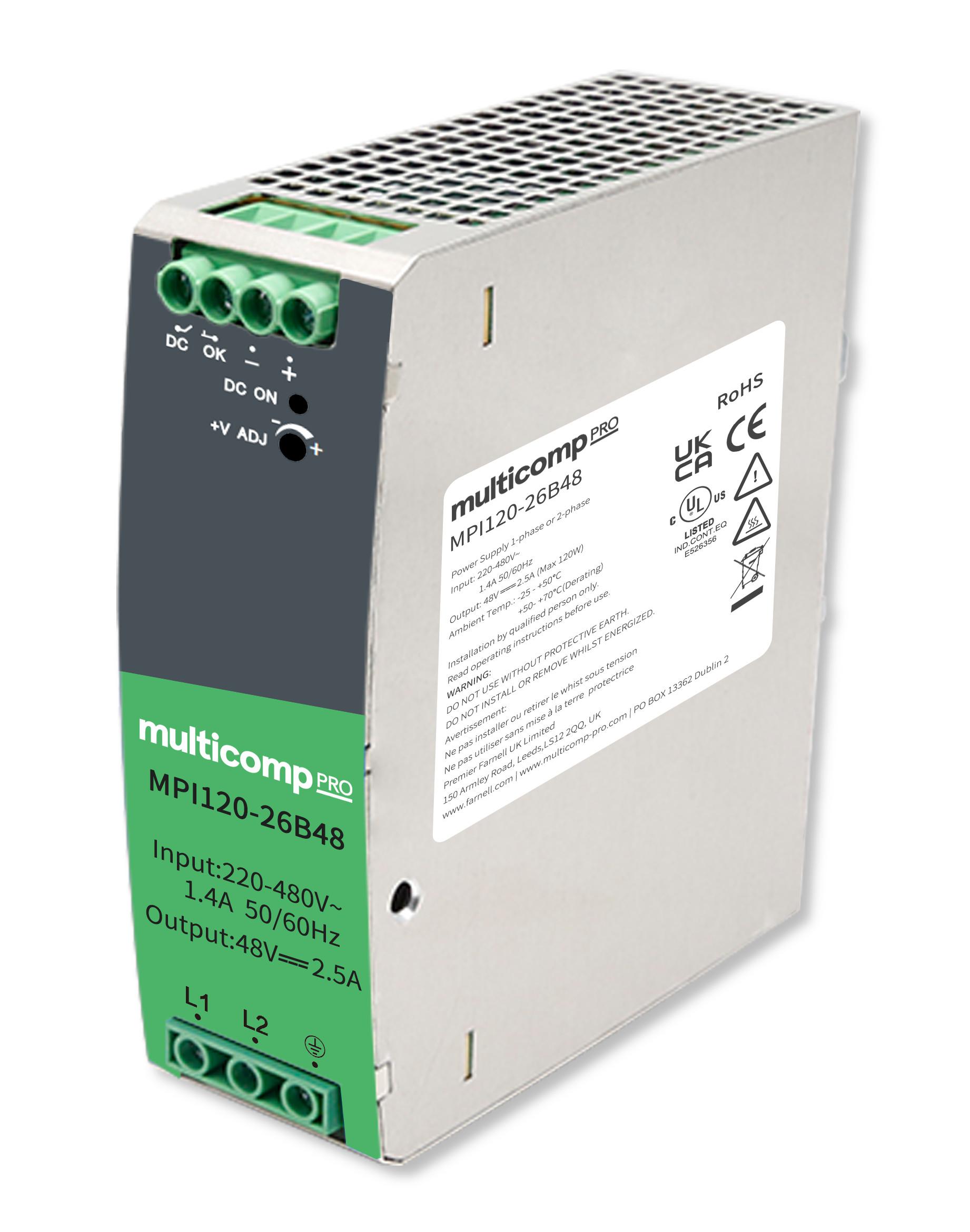 Multicomp Pro Mpi120-26B48 Power Supply, Ac-Dc, 48V, 2.5A