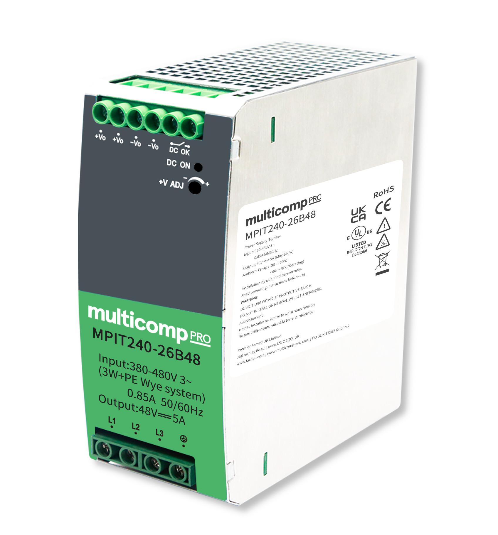 Multicomp Pro Mpit240-26B48 Power Supply, Ac-Dc, 48V, 5A