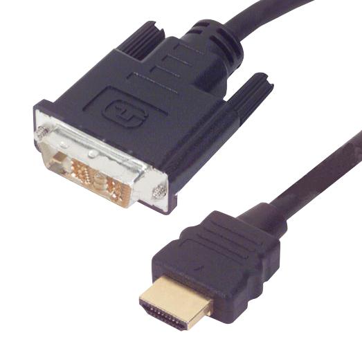 L-Com Hd-Dvi-mm-1 Cable Assy, Hdmi Plug-Dvi-D Plug, 1M