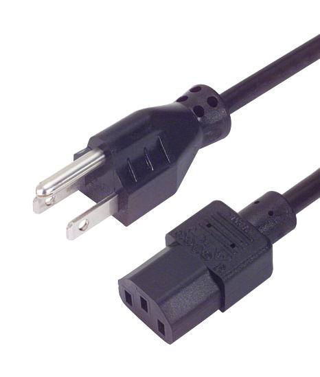 L-Com Pcm1012 Power Cord Cbl, Nema 5-15P-C13, 10A, Blk