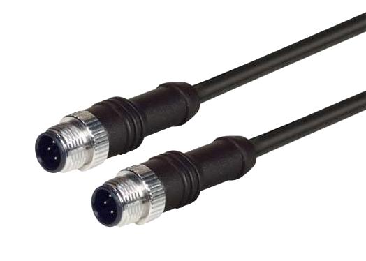 L-Com M12M124D-0.5 Sensor Cord, 4P M12 Plug-Plug, 19.7