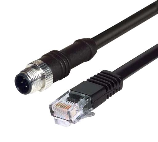 L-Com M12Rj454D-2 Sensor Cable, 4P M12 Plug-Rj45 Plug/6.6'