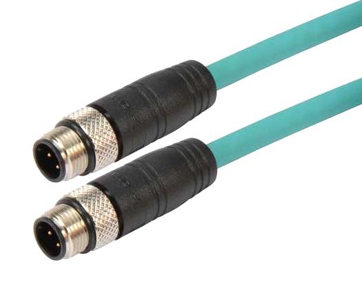 L-Com Trg501-T4T-1M Sensor Cable, 4P M12 Plug-Plug, 3.3'