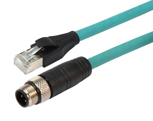 L-Com Trg504-T4T-10M Sensr Cble, 4P M12 Plug-Rj45 Plug, 32.8'