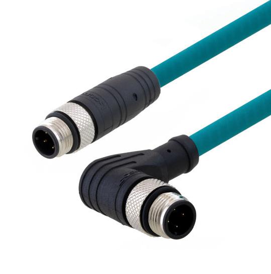 L-Com Trg507-T4T-10M Sensor Cable, 4P M12 Plug-R/a Plug/32.8'