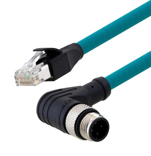 L-Com Trg508-T4T-2M Cable, 4P M12 R/a Plug-Rj45 Plug, 6.6'