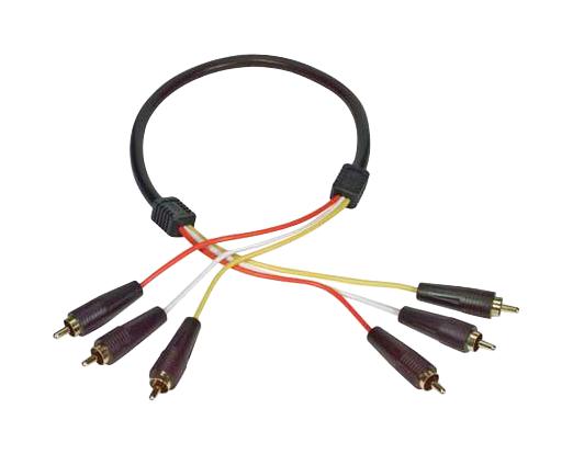 L-Com Ccr3mm-6 Cable Assy, 3X Rca Phono Plug-Plug, 6'