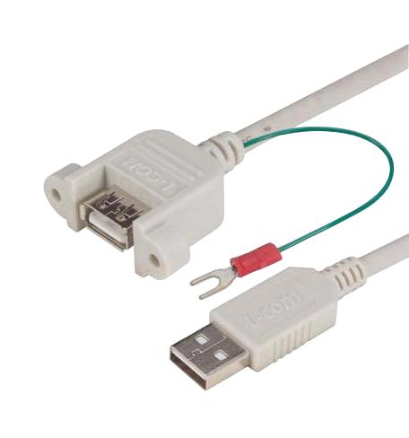 L-Com Upmaagnd-3M Usb Cable, 2.0 A Plug-A Rcpt/lug, 9.8'