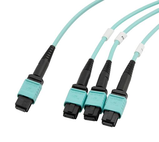 L-Com Mpf24-Mpf308Om3R-10 Fo Cable, Mpo-Mpo Jack, 10M